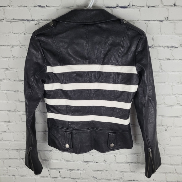 BCBGENERATION | striped faux leather biker moto jacket - Picture 5 of 10